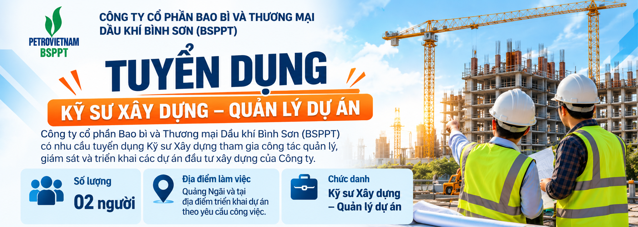 BSPPT TUYỂN DỤNG KỸ SƯ XÂY DỰNG – QUẢN LÝ DỰ ÁN
